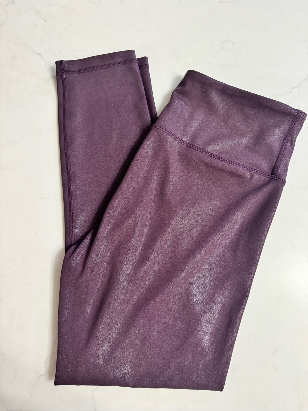 Zyia Active Purple Metallic Shimmer High Rise Leggings Size 8-10 - Picture 3 of 5
